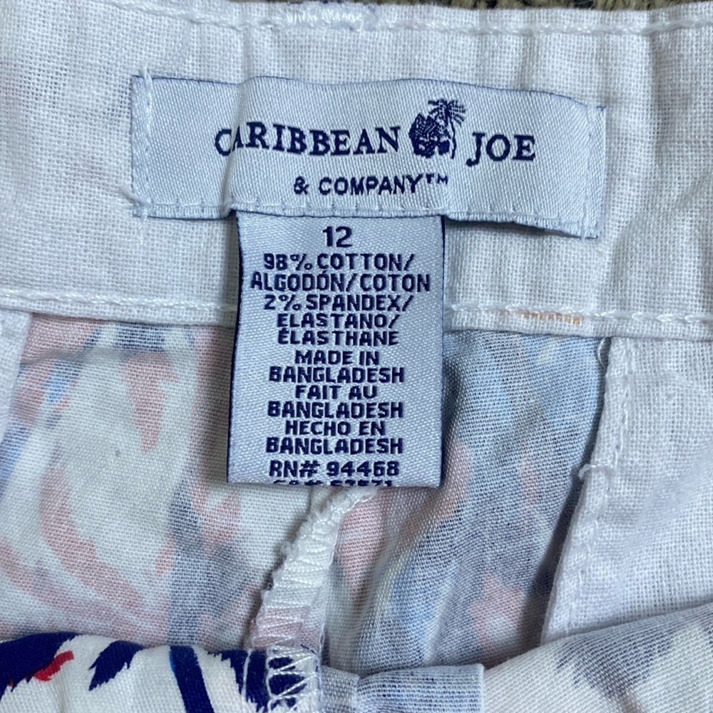 Caribbean Joe & Co Palm Tree Print Shorts Lightweight Cotton Spandex Sz 12 NWT - Picture 7 of 7